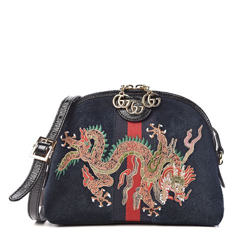 gucci blue suede dragon|gucci leather shoulder bag.